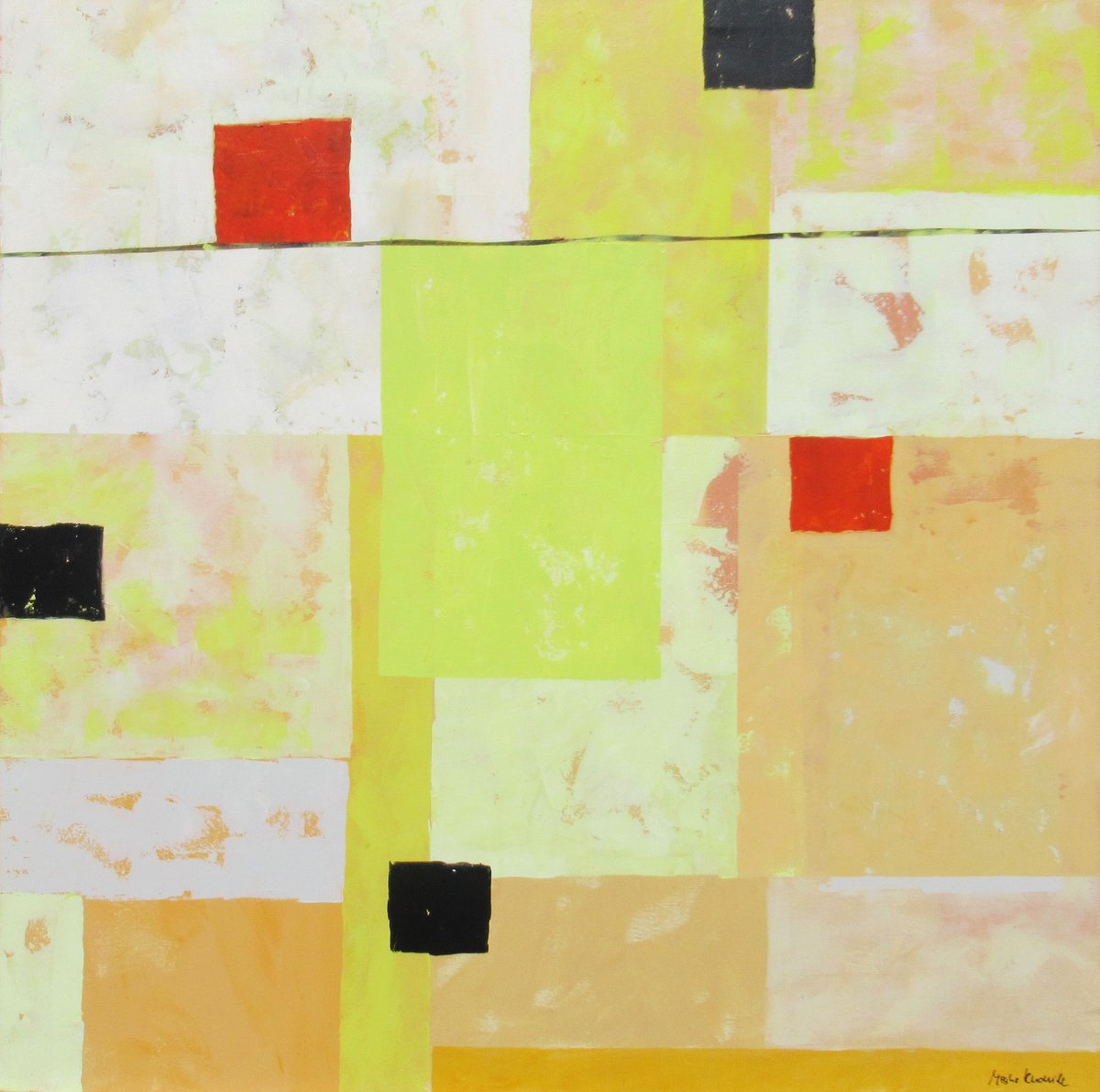 Abstract Acrylic Painting By Megha Hendrick., 35 X 35", Summergame #2., Original Artwork