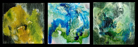 Ethereal Dream Collection 3 - 3 Small Mixed Media Paintings by Kathy Morton Stanion