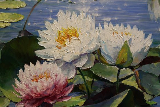 "Dragonflies over Lilies"