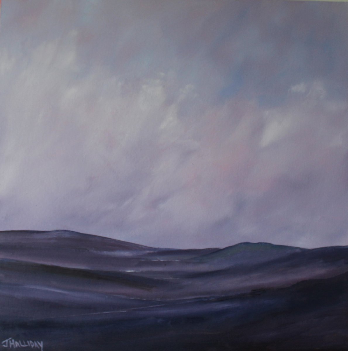 Impressionistic Landscape Oil Painting By John Halliday, 16 X 16, Purple Haze, Irish Landscape, Original Artwork