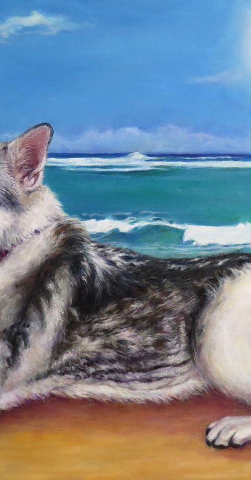 Commission portrait of the dog Misfit by QI Debrah