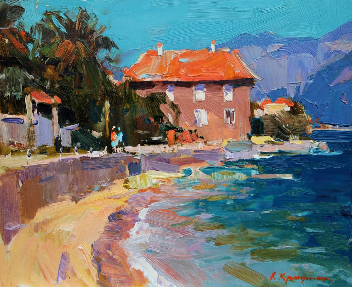 Impressionistic Landscape Oil Painting By Aleksandr Kryushyn, 12 X 10, Mediterranean Breeze, Original Artwork
