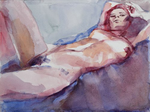 lying nude 1019 by Goran Žigolić Watercolors