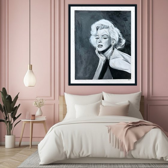 Marilyn Textured Black and White Portrait