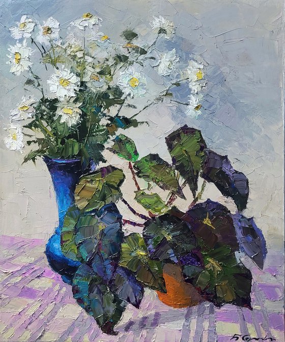 Still Life with Begonia and Daisies