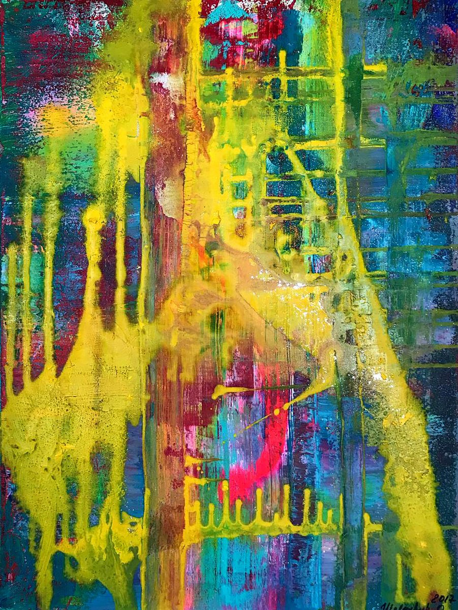 Impressionistic Abstract Acrylic Painting By Olga Melezhik, 20 X 28", Apples On The Table, Original Artwork