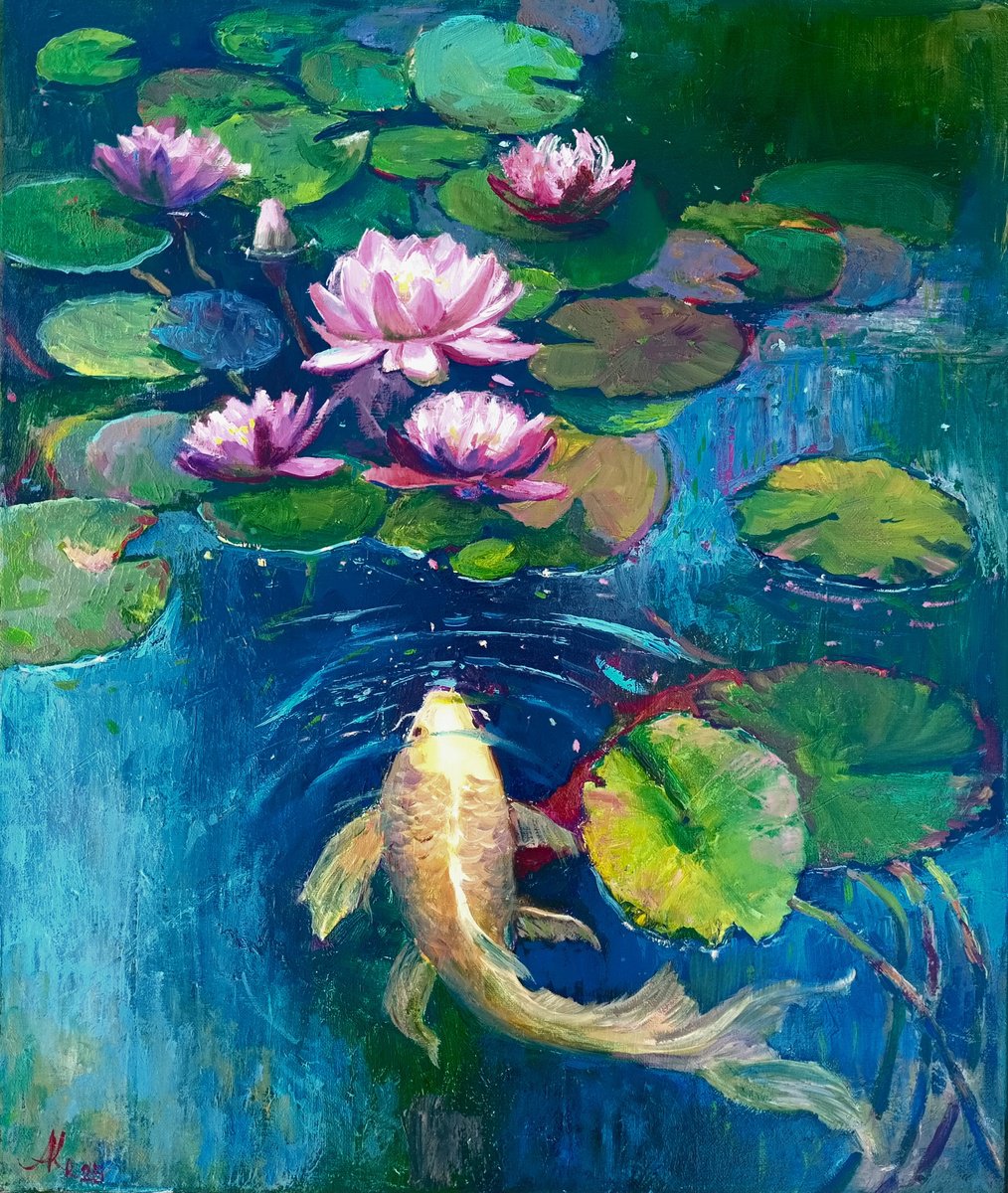 Pond with water lilies by Ann Krasikova