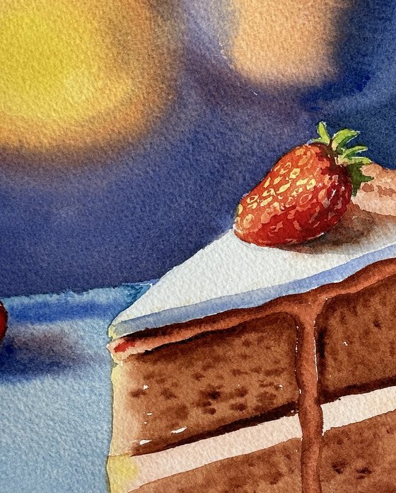 Celebration cake with strawberries