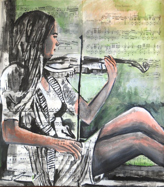 Girl with  violin / 51 x 45 cm