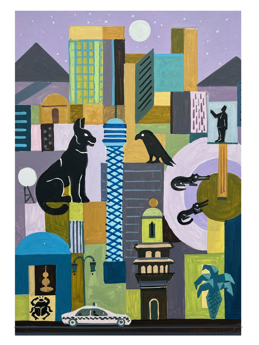 Urban And Pop Acrylic Painting , Cairo_Serie2-03 By Andre Baldet, 12 X 17, Artwork For Sale On Artfinder