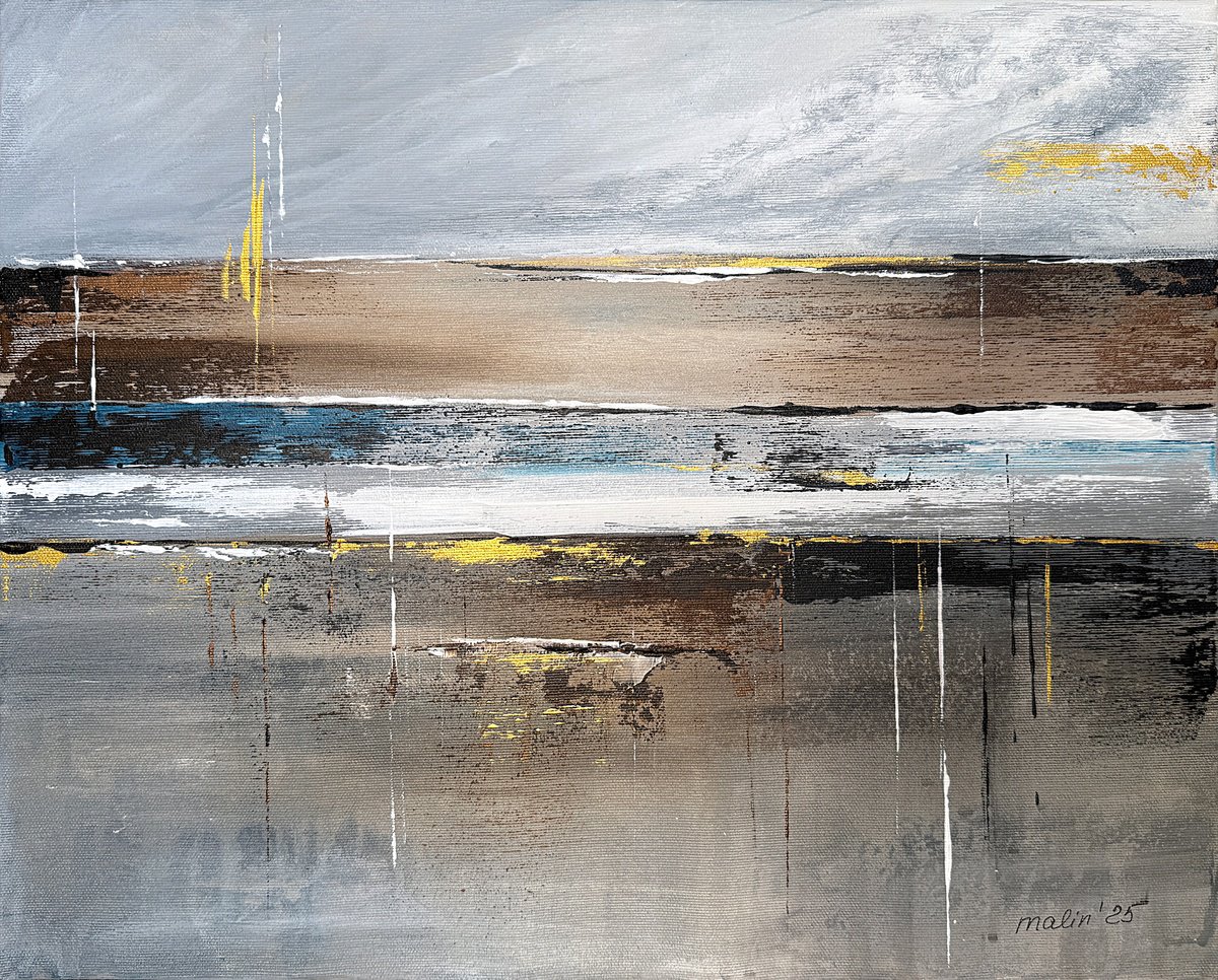 Expressive Landscape Acrylic Painting By Tatiana Malinovscaia, 20 X 16", Salt Wind Memory, Original Artwork