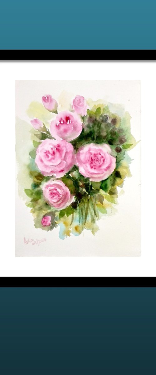 Pink Roses in Spring by Asha Shenoy