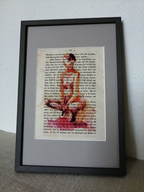 Unique print on antique book page 15x23cm. Art Print Retro Art Print. Small format gift. Nude art vintage. Upcycling wall decoration