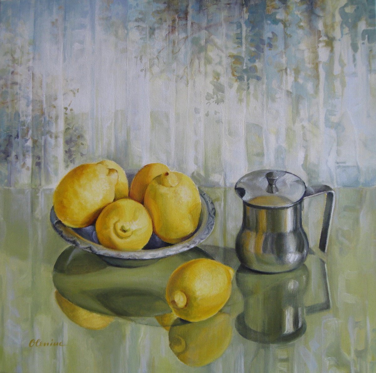 Impressionistic Still Life Acrylic Painting By Elena Oleniuc, 20 X 20, Silence, Original Artwork