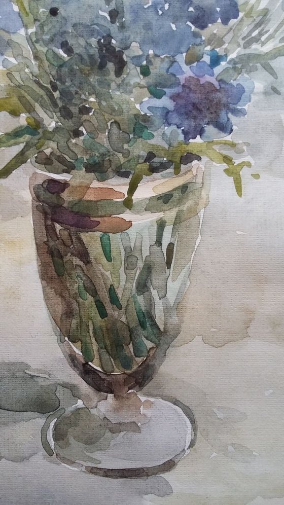 Cornflowers. Original watercolour painting. 2019
