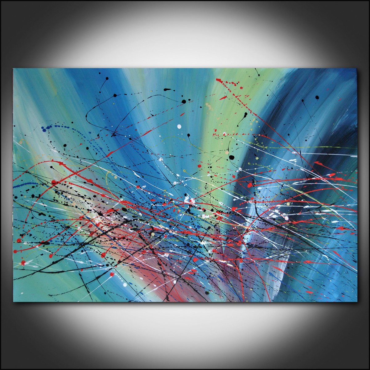 Abstract Acrylic Painting By Valeri Tsvetkov, 35 X 24", Invasion 2, Original Artwork