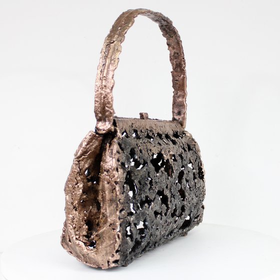 Handbag - Sculpture in bronze and steel lace