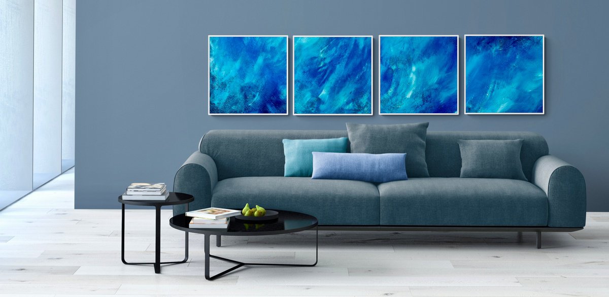  Beyond The Blue Sea No. 5121-1 Set Of 4 By Anita Kaufmann, 63 X 16, Artwork For Sale On Artfinder