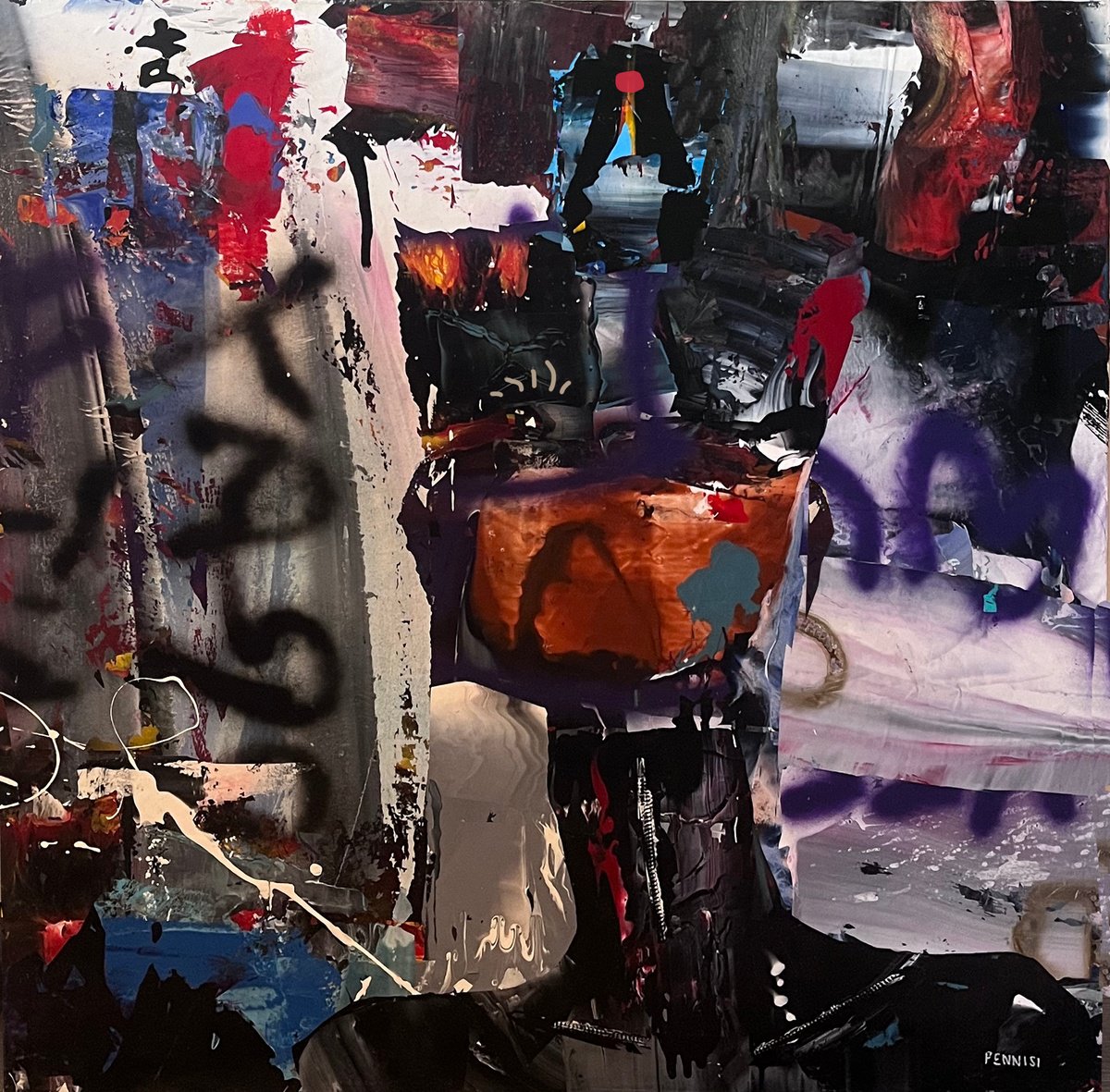 Expressive Portrait Acrylic Painting By Steve Pennisi, 36 X 36", Pharoah, Original Artwork