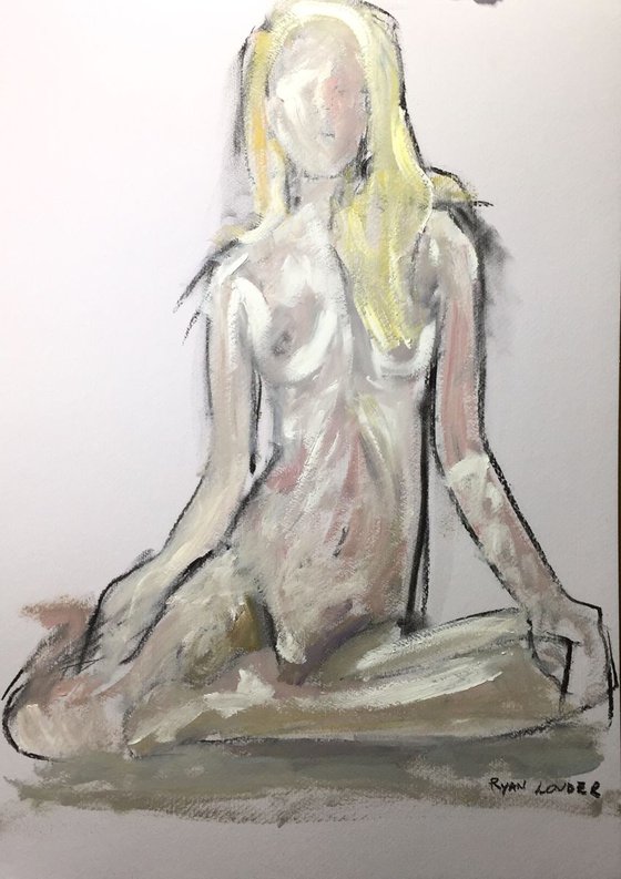 Nude 3 16x23 Oil and Charcoal On Paper