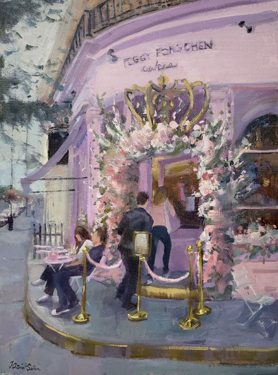 Impressionistic Cityscapes Oil Painting By Kristina Sellers, 12 X 16", A Study In Pink, Original Artwork