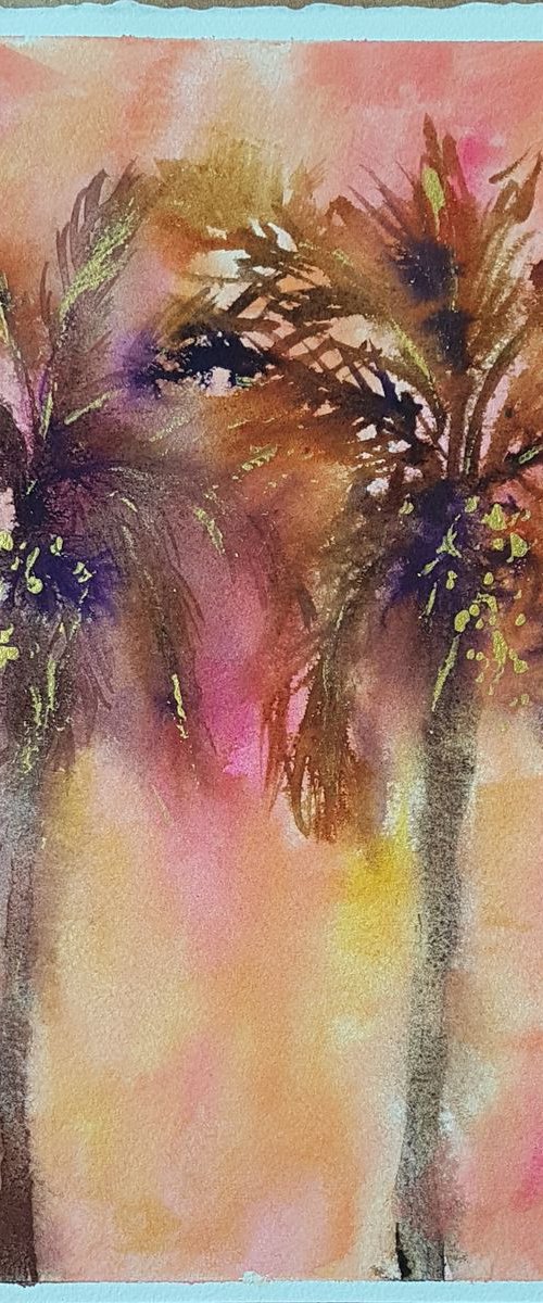 Palm trees in the evening light by Silvia Flores Vitiello