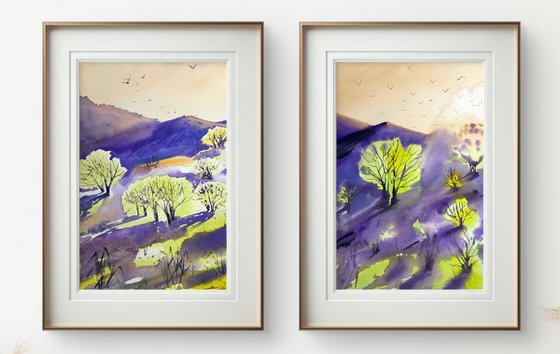 Diptych Sunrise in the Alps