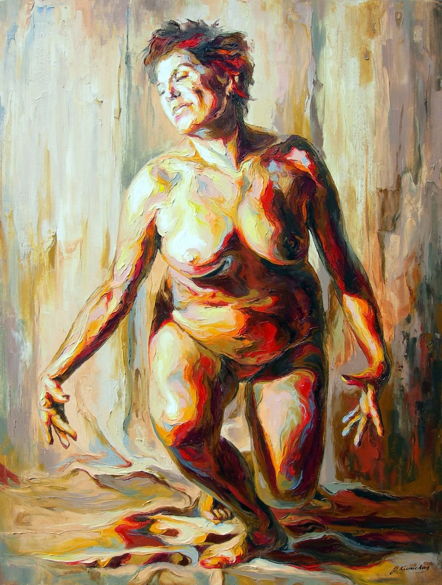 Photorealistic Portrait Oil Painting By Jonas Kunickas, 30 X 39, Jk15-0512 Reverence, Original Artwork