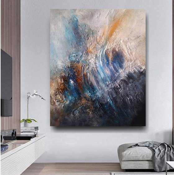 After rain 100x120cm Abstract Textured Painting