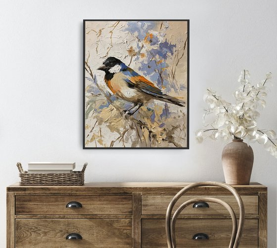 Winter Guest. The Varied Tit.