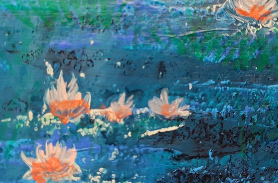 Water Lilies, 70x30cm, ready to hang