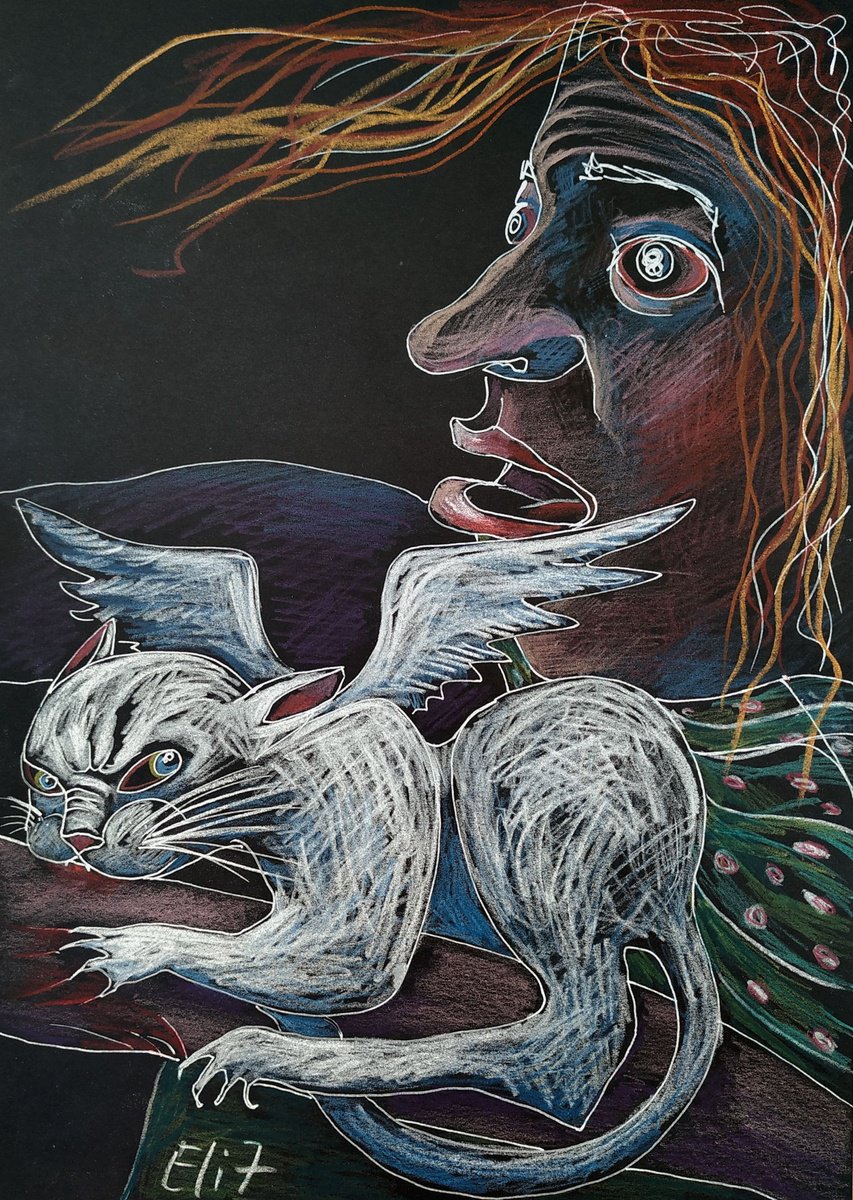 Expressive Animal Pencil Drawing By Elisheva Nesis, 9 X 13, Nom!, Original Artwork