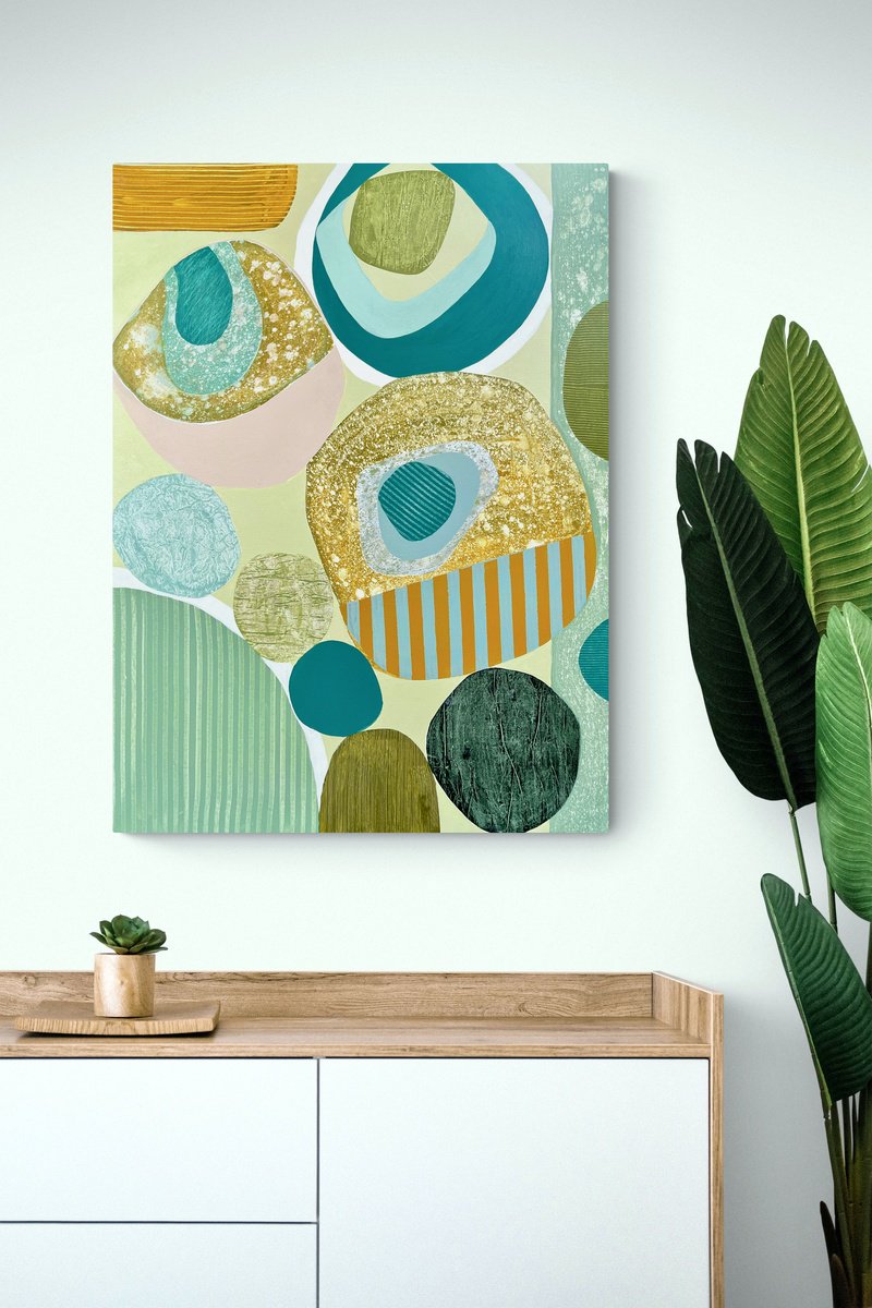 Abstract Acrylic Painting By Cristina Dalla Valentina, 24 X 31, Gatherings 8, Original Artwork