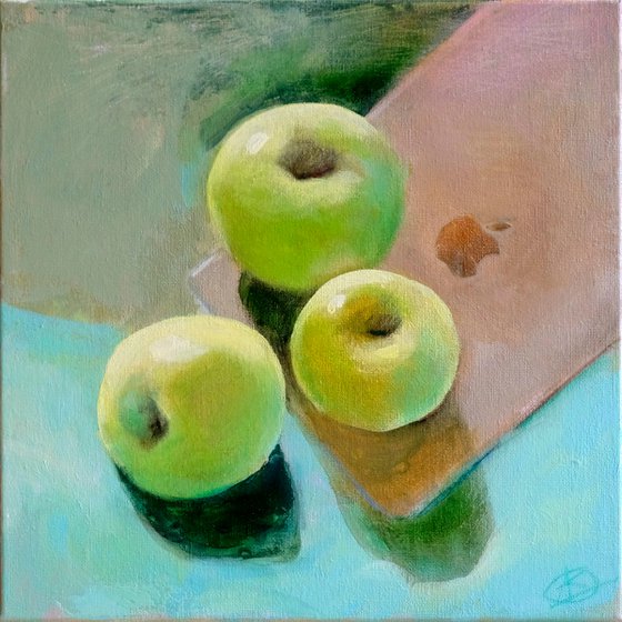 Still life with four apples