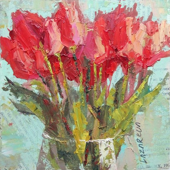 Tulips in a glass vase