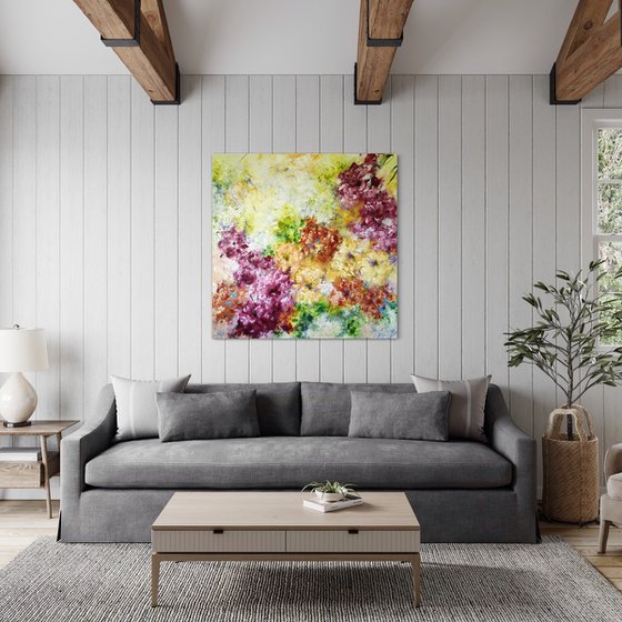 "Blooming Abstraction", XXL abstract flower painting