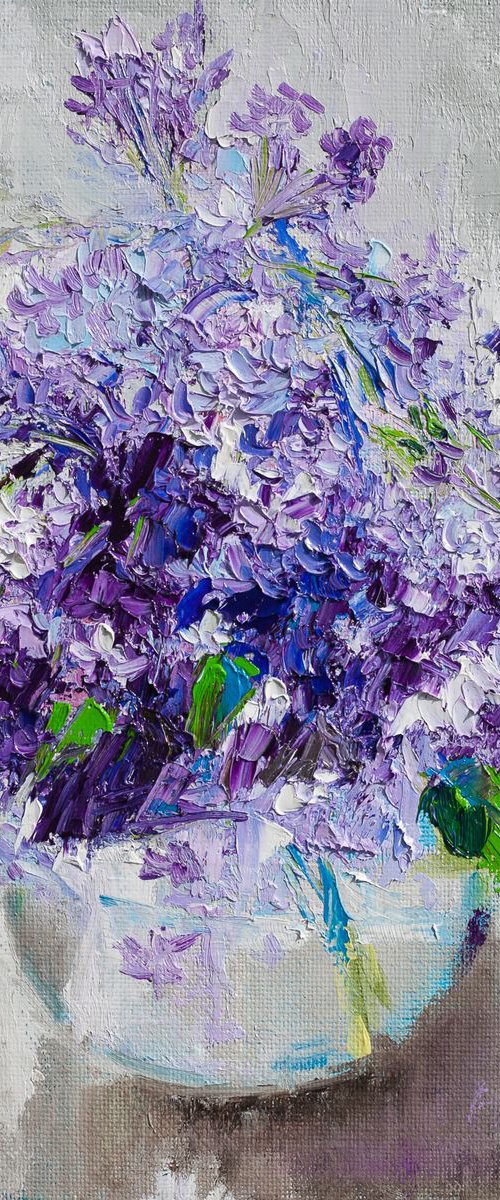 Lilac In A Glass Vase by Liudmila Pisliakova