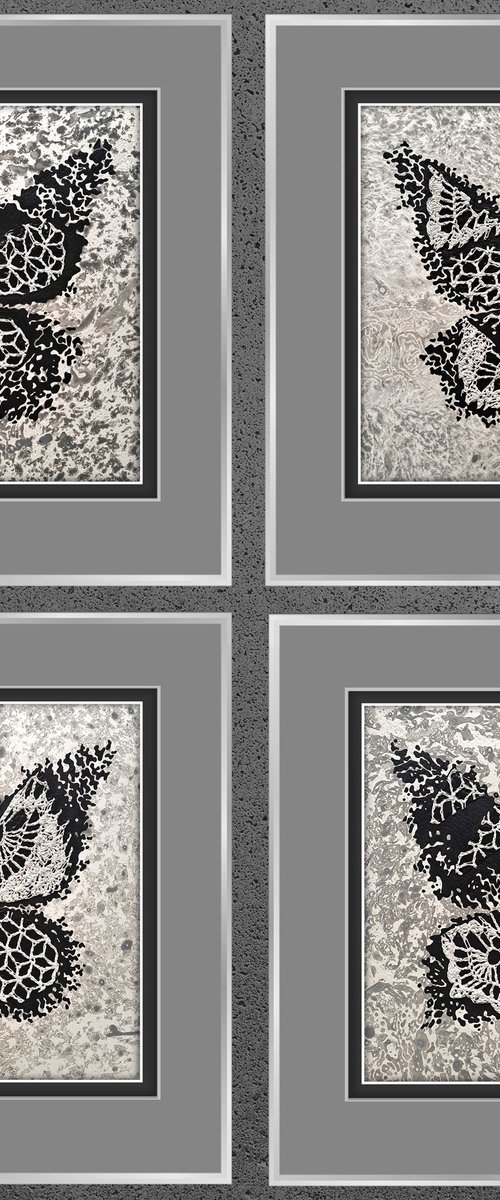 Set of 4 «LacyButterflies» by Mariia Raskin