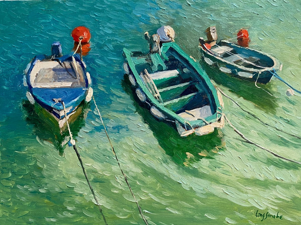 France Seascape - Boats by Ling Strube