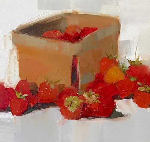 Strawberries, Original oil painting  Handmade artwork One of a kind by Vahe Yeremyan