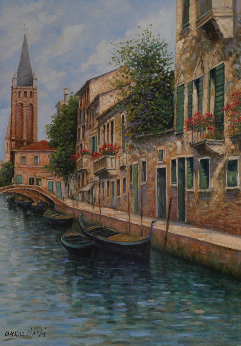 Impressionistic Cityscapes Oil Painting By Claudio Ciardi, 20 X 28, Venice, Original Artwork