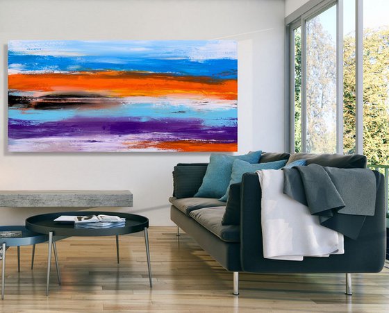 Getting Away From The City - LARGE, MODERN, STRIPED ABSTRACT ART – EXPRESSIONS OF ENERGY AND LIGHT. READY TO HANG!