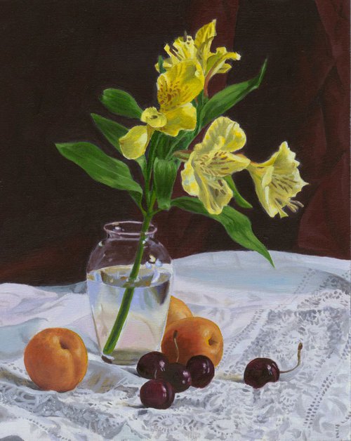 Still Life with Apricots by Glen Solosky