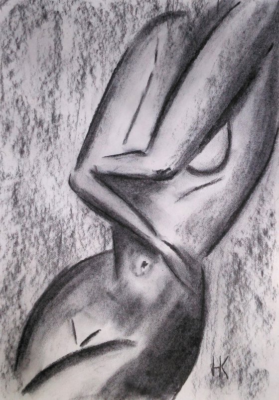 Female Nude Charcoal Art