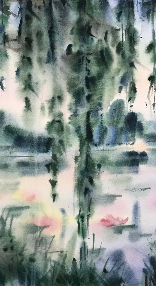 Old pond. one of a kind. original painting. gift. by Galina Poloz