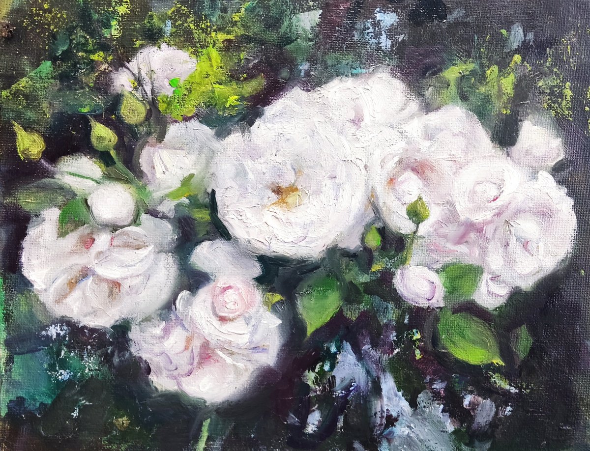 White Roses in Garten by HELINDA (Olga Muller)