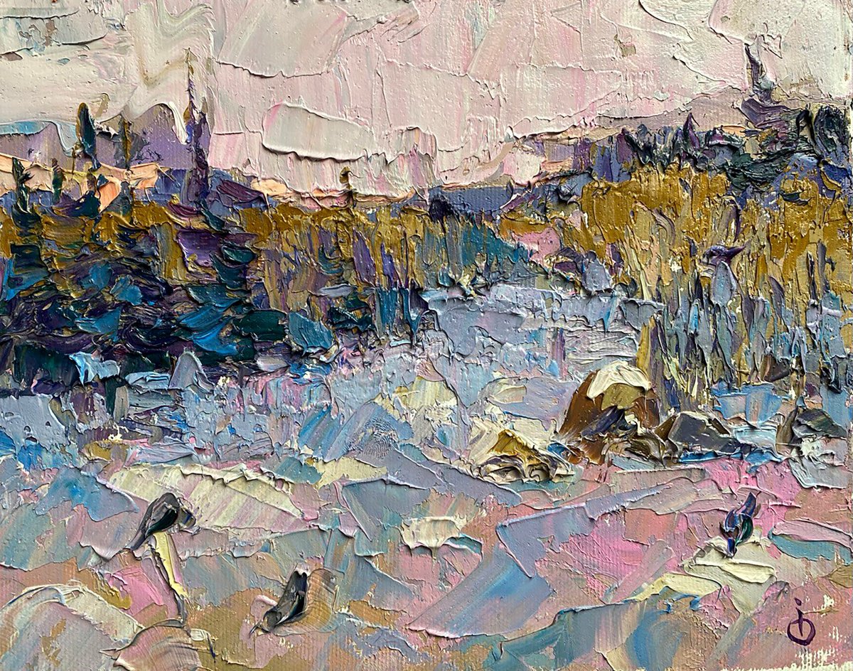 Impressionistic Landscape Oil Painting By Kalenyuk Alex, 10 X 8", On The Edge Of The Forest, Original Artwork