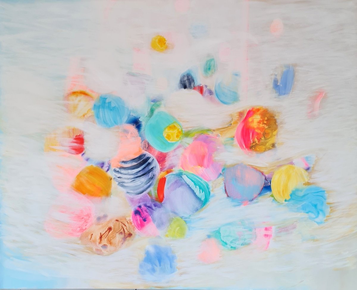 Organic Abstract Acrylic Painting By Wioletta Gancarz, 79 X 63", Love In Bloom Xxl, Original Artwork