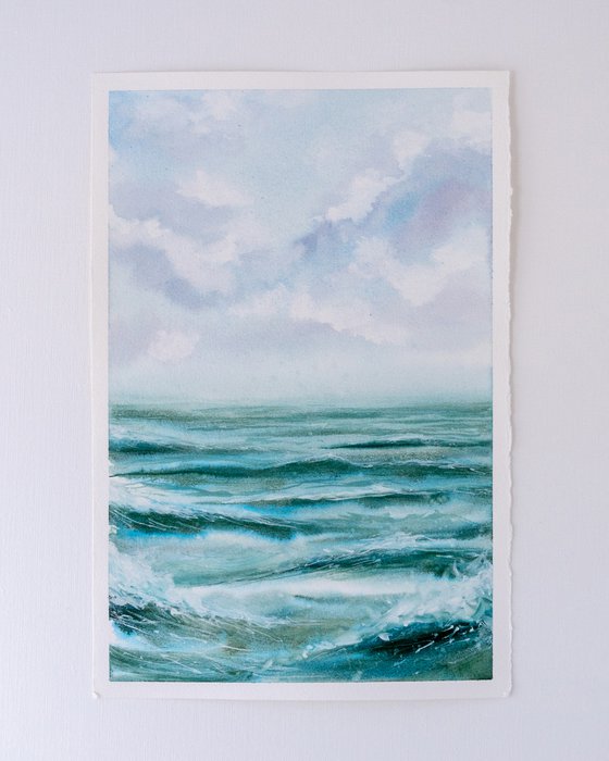 "Ocean Diary from June 13th, 2019" mixed-media painting