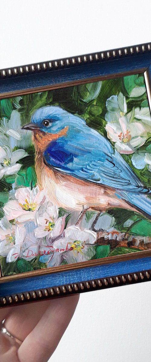 Bluebird painting by Nataly Derevyanko